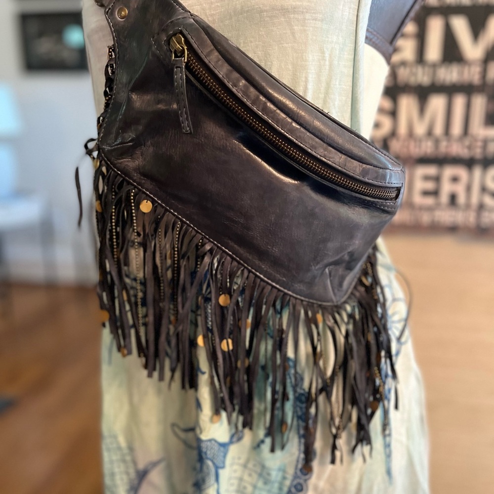 Free People Leather Fringe Sling Bag
